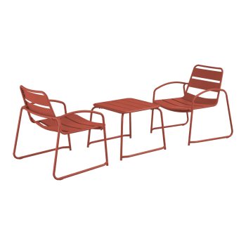 Suzana - Set de jardin bas relax terracotta acier 2 chaises