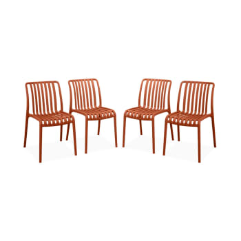 Agathe chaises - Lot de 4 chaises de jardin en plastique terracotta