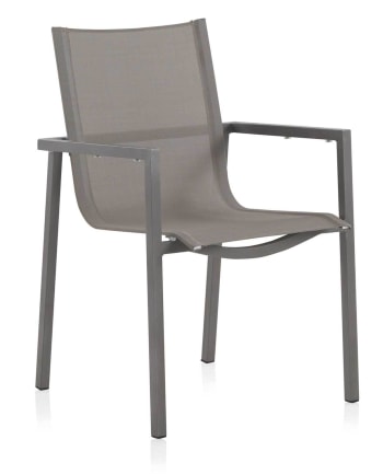 Lot de 4 fauteuils aluminium avec toile plastifiée taupe