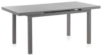WHITE - Table extensible aluminium taupe verre trempé 140/180X90 cm