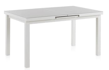 WHITE - Table extensible en aluminium blanche et verre trempé 180/240X100 cm