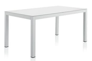 Table aluminium blanc avec plateau verre trempé blanc 152X90 cm