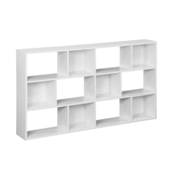 Pieter - Bibliothèque design asymétrique blanche, 3 étagères