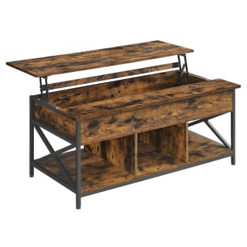 Table basse avec plateau relevable effet bois marron rustique