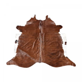 Peau d - Tapis salon 180x200 cm fait main en cuir marron