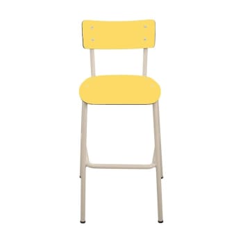 Suzie haute - Chaise de bar en stratifié jaune unie