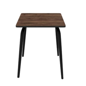 Véra - Table en stratifié bois foncé avec pieds noirs 2 places