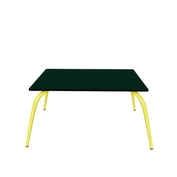 Sun - Table basse en stratifié verte avec pieds jaune citron