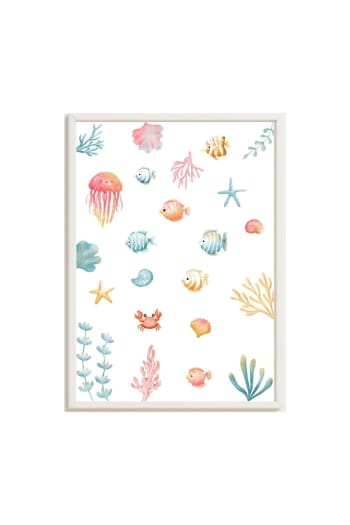DECOWOOD - Cadre pour enfants imprimé océan multicolore 43x33