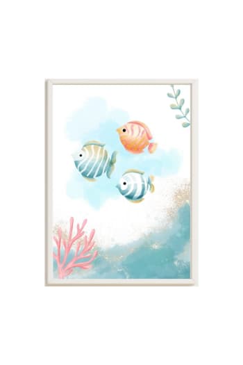 DECOWOOD - Cadre pour enfants océan poissons multicolore 43x33