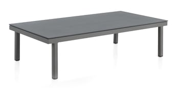 Cube - Table basse en aluminium taupe et verre trempé effet pierre 70x130 cm