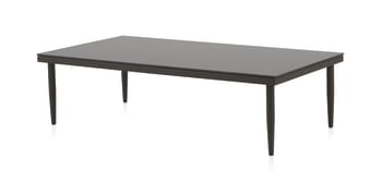 Delta - Table basse en aluminium marron et verre trempé effet pierre 130x70 cm