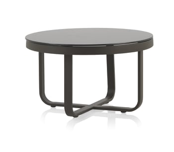 Star - Table basse aluminium marron et verre trempé noir diamètre 60 cm