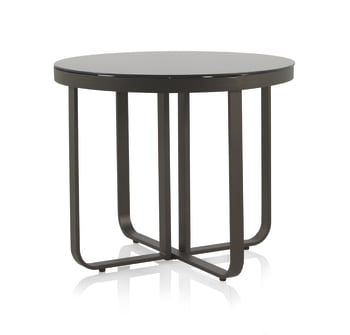 Star - Table ronde aluminium marron et verre trempé noir diamètre 90 cm