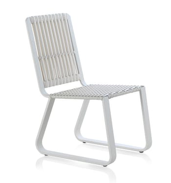 Cires - Lot de 4 chaises en aluminium blanc avec coussin bleu