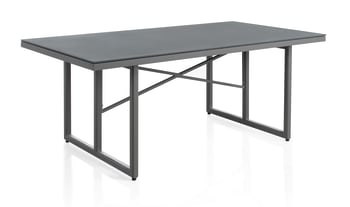 Cube - Table aluminium taupe et verre trempé pierre gris taupe 180x100 cm