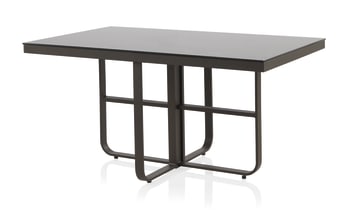 Star - Table en aluminium marron et verre trempé noir 152x90 cm