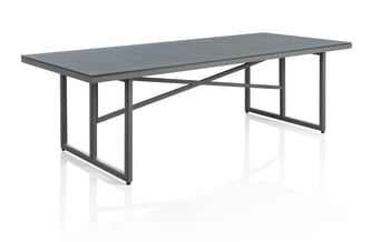 Cube - Table aluminium verre trempé effet pierre gris taupe 240X100 cm