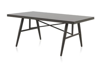 Delta - Table en aluminium marron et verre trempé effet pierre 180x100 cm