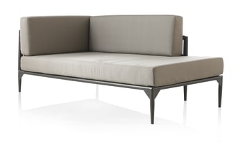 Delta - Chaise lounge aluminio y fibra sintética marrón con cojines color lino