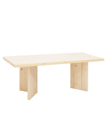 Kyoto - Mesa de comedor de madera maciza en tono natural de 160cm