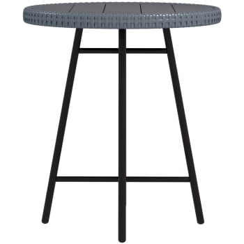 Outsunny - Tavolino da giardino in rattan e plastica di legno grigio e nero