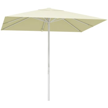 Ombrellone Da Giardino 2.5x2.3m In Legno E Poliestere - 6 Stecche, Tettuccio Con Prese D'Aria, Colore Beige