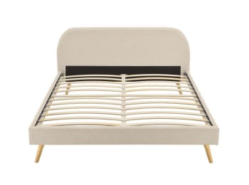 Somn - Cadre de lit avec sommier à lattes en tissu - Beige - 140 cm