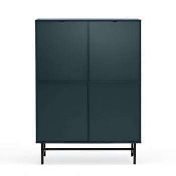 Punto - Buffet haut 2 portes en bois et métal perforé bleu foncé