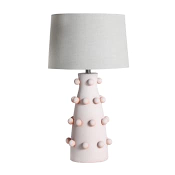 Lámpara de sobremesa de cerámica en color rosa palo de 40x40x73cm