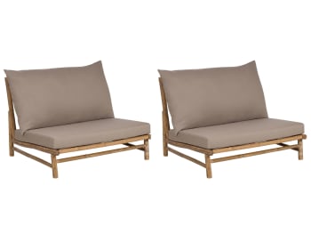Todi - Conjunto de 2 sillas de bambú madera clara y gris pardo