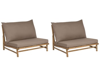Todi - Lot de 2 chaises en bambou bois clair et taupe