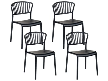 Gela - Conjunto de 4 sillas de comedor negro