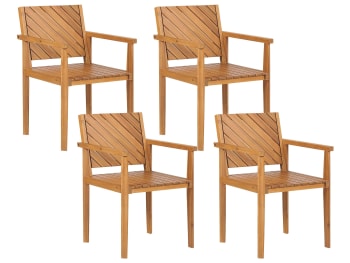 Baratti - Lot de 4 chaises de jardin en bois d'acacia clair