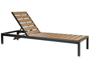 Nardo - Chaise longue bois clair et noire en aluminium