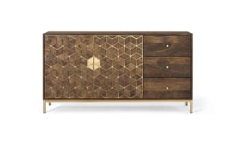 Credenza Per Vinili MILIBOO BOOGIE – Legno Di Mango E Metallo, Larghezza 90 Cm