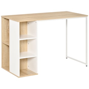 Schreibtisch mit Regalen, Eiche+Weiß, 115x 55 x75 cm