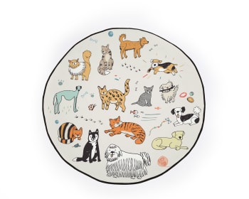 Dogs and cats - Runder Kinder-Teppich mit Piqué-Druck, hunde und katzen