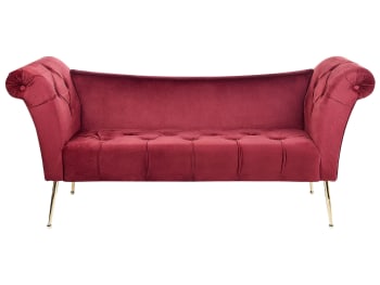 Nantilly - Chaise longue en velours rouge foncé