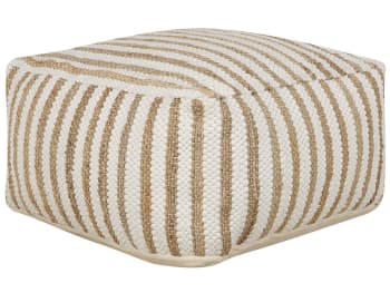 Almatti - Pouf beige et blanc 60 x 60 cm