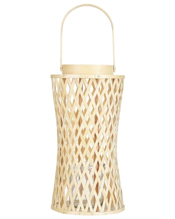 Mactan - Linterna de madera de bambú beige natural 38 cm