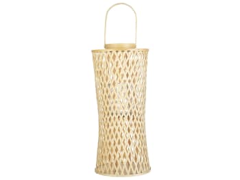 Mactan - Linterna de madera de bambú beige natural 58 cm
