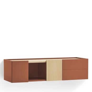 Otto - Console murale 2 portes, 2 tiroirs en bois L110cm rouge brique