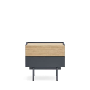 Otto - Table de chevet 2 tiroirs en bois gris anthracite