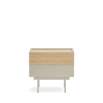 Otto - Table de chevet 2 tiroirs en bois beige