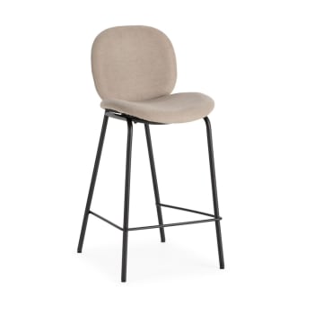 Bega - Lot de 2 chaises de bar en tissu et métal 65 cm beige