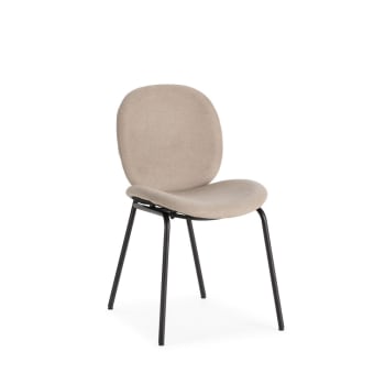Bega - Lot de 2 chaises en tissu et métal - Beige