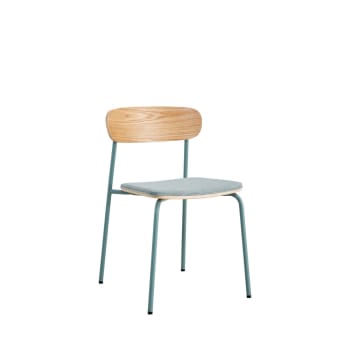 Arno - Lot de 2 chaises en tissu et métal vert d'eau