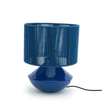 Jive - Lampe à poser en métal et corde D29cm bleu