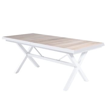 Mesa para terraza extensible aluminio blanco